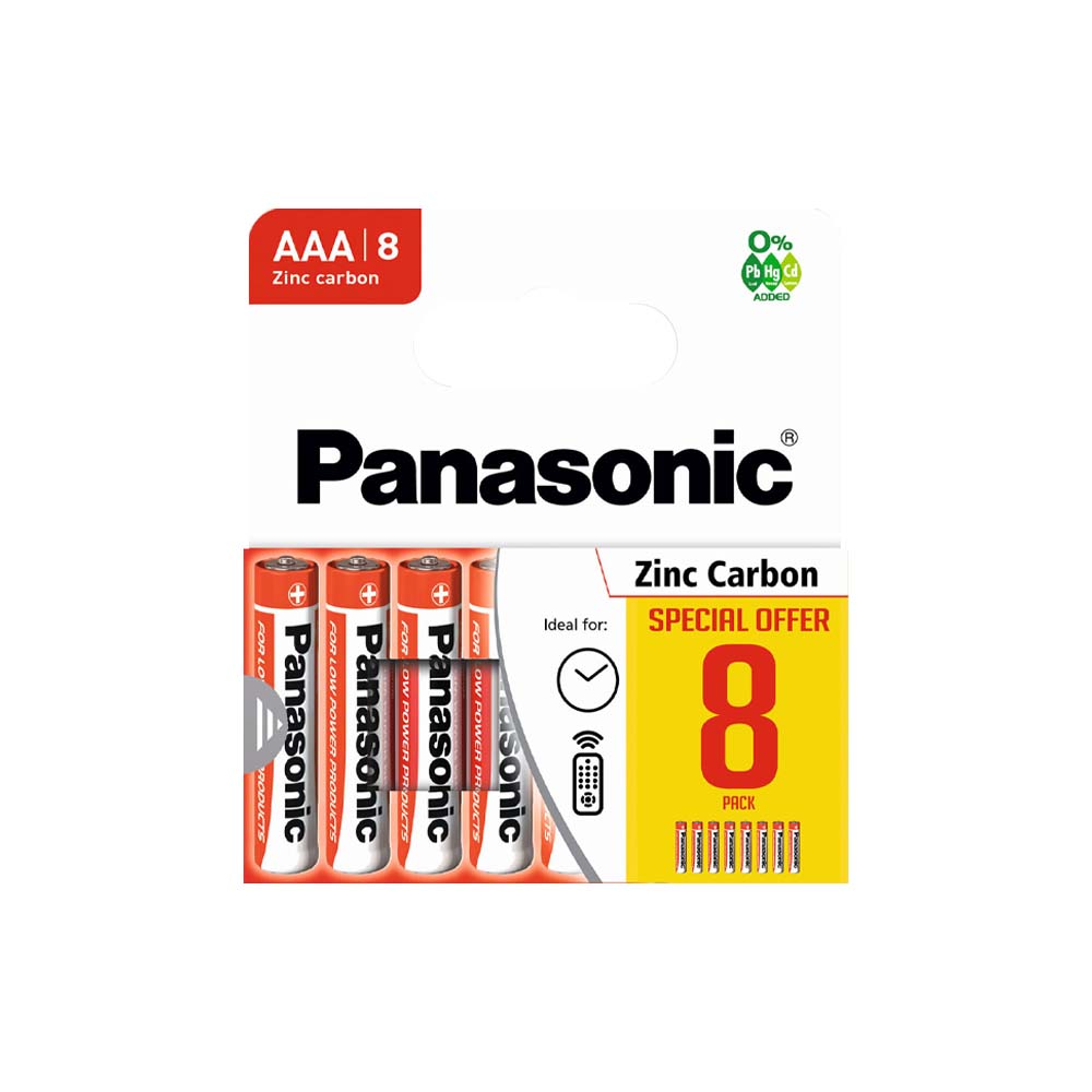 PANASONIC AAA 8s ZINC BATTERIES