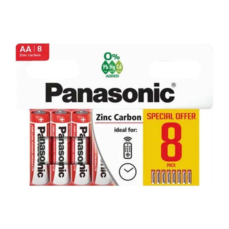 PANASONIC AA 8s ZINC BATTERIES