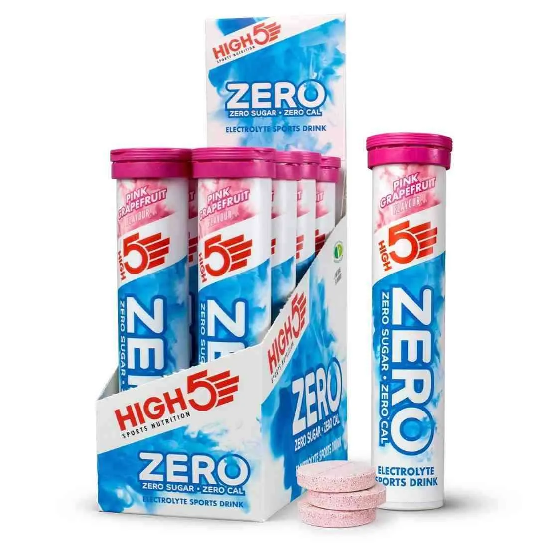 HIGH 5 ZERO SALTS TUBE PINK GRAPE FRUIT x8 ELECTROLYTE SPORTS DR