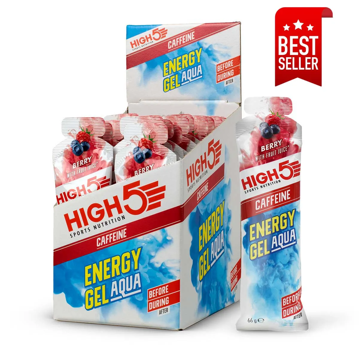 HIGH 5 ENERGY GEL AQUA CAFFEINE 66g BERRY x20