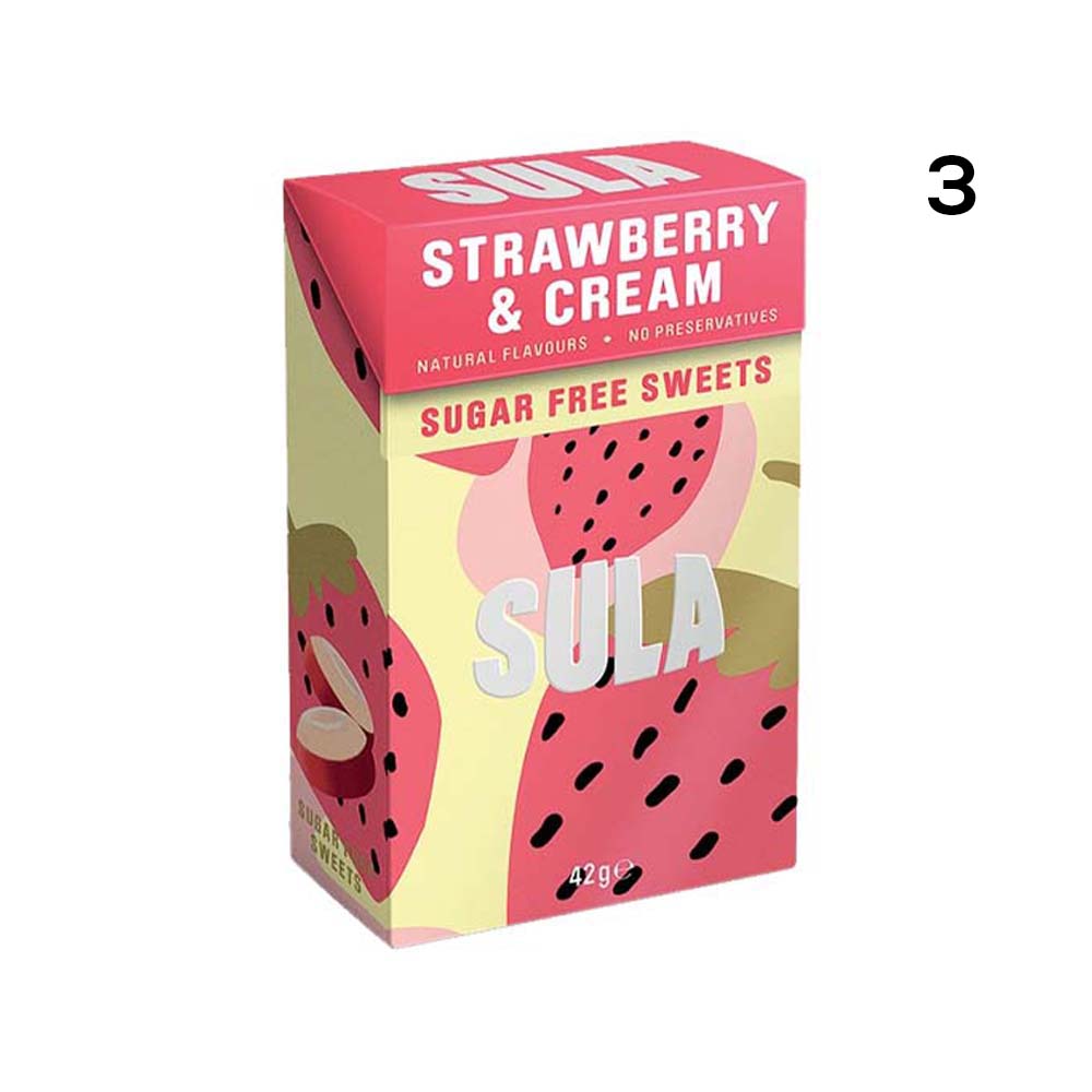 SULA SUGAR FREE STRAWBERRY & CREAM SWEETS x14