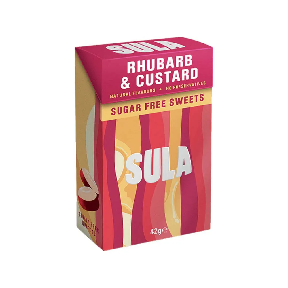 SULA SUGAR FREE RHUBARB & CUSTARD SWEETS x14