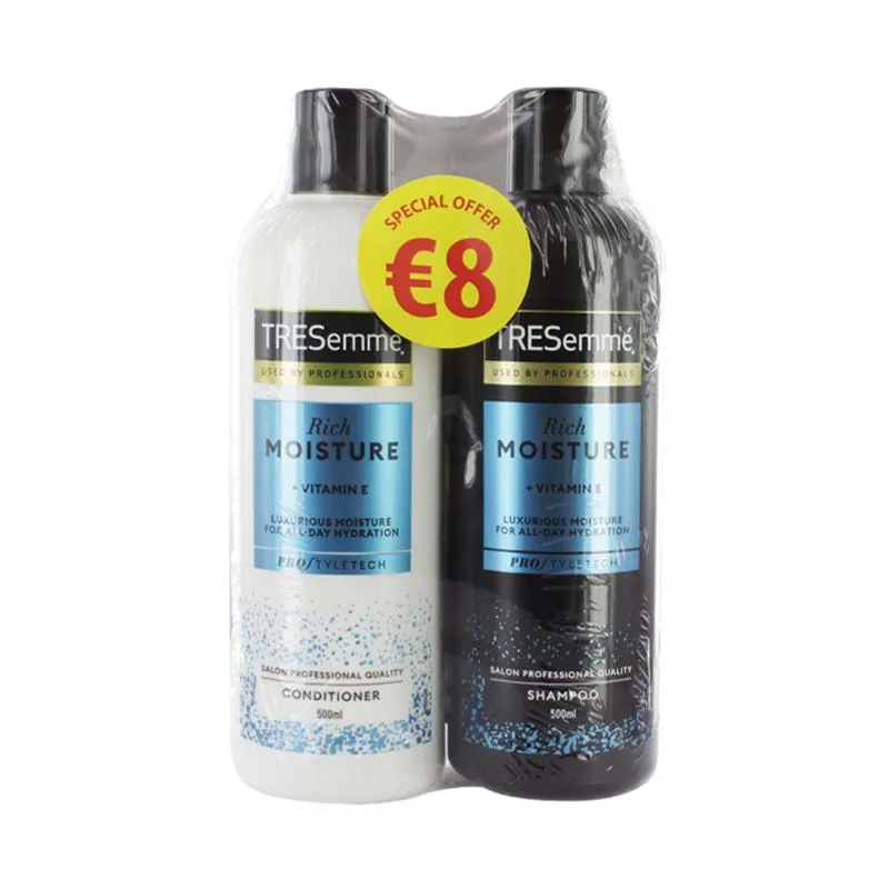 TRESEMME MOISTURE RICH TWIN PK SHAMPOO/CONDITIONER 500ml**SPEC