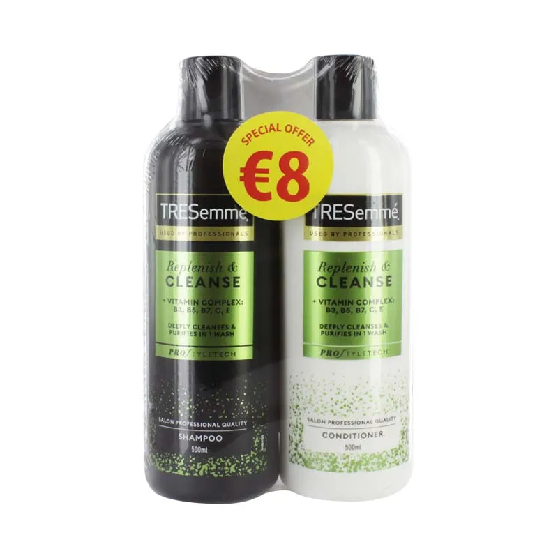 TRESEMME CLEANSE & REPLENISH S/POO & CONDITIONER 500ml TWIN PK