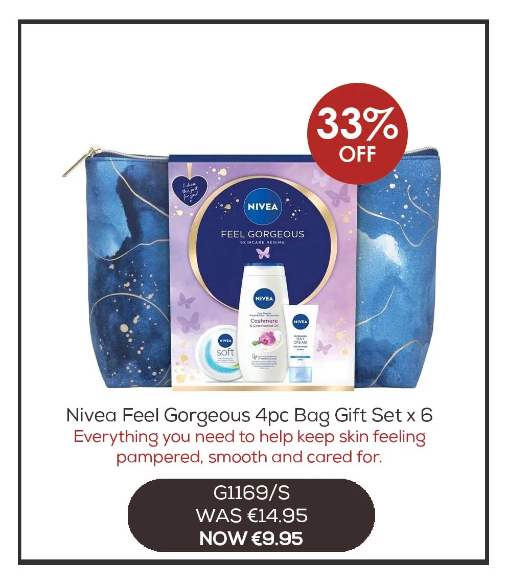 NIVEA FEEL GORGEOUS 4pce BAG SET***BLK FRIDAY 25
