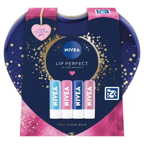 NIVEA  LIP PERFECT 4pce LIP BALM TIN