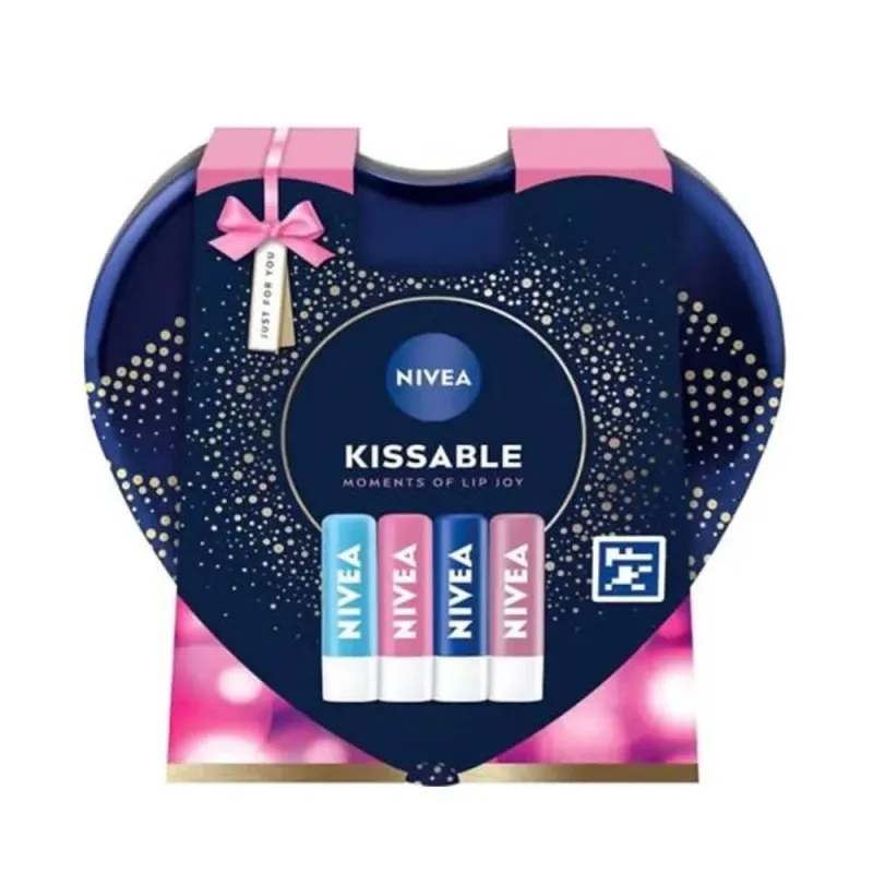 NIVEA KISSABLE 4pce LIP BALM HEART TIN