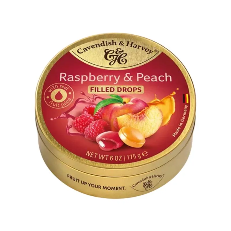 CAVENDISH & HARVEY RASPBERRY & PEACH DROPS 175g x 9
