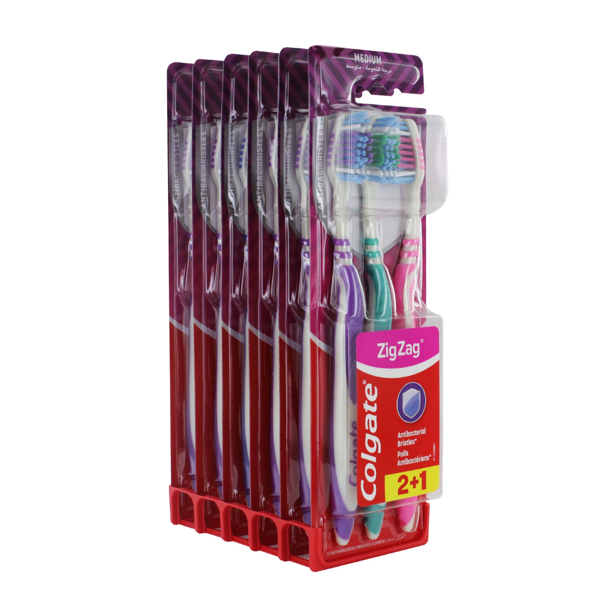 COLGATE ZIG ZAG 3 PACK TOOTHBRUSH MEDIUM x6