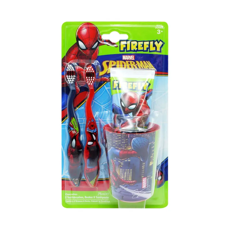 SPIDERMAN KIDDY TOOTHBRUSH BEAKER & TOOTHPASTE SET
