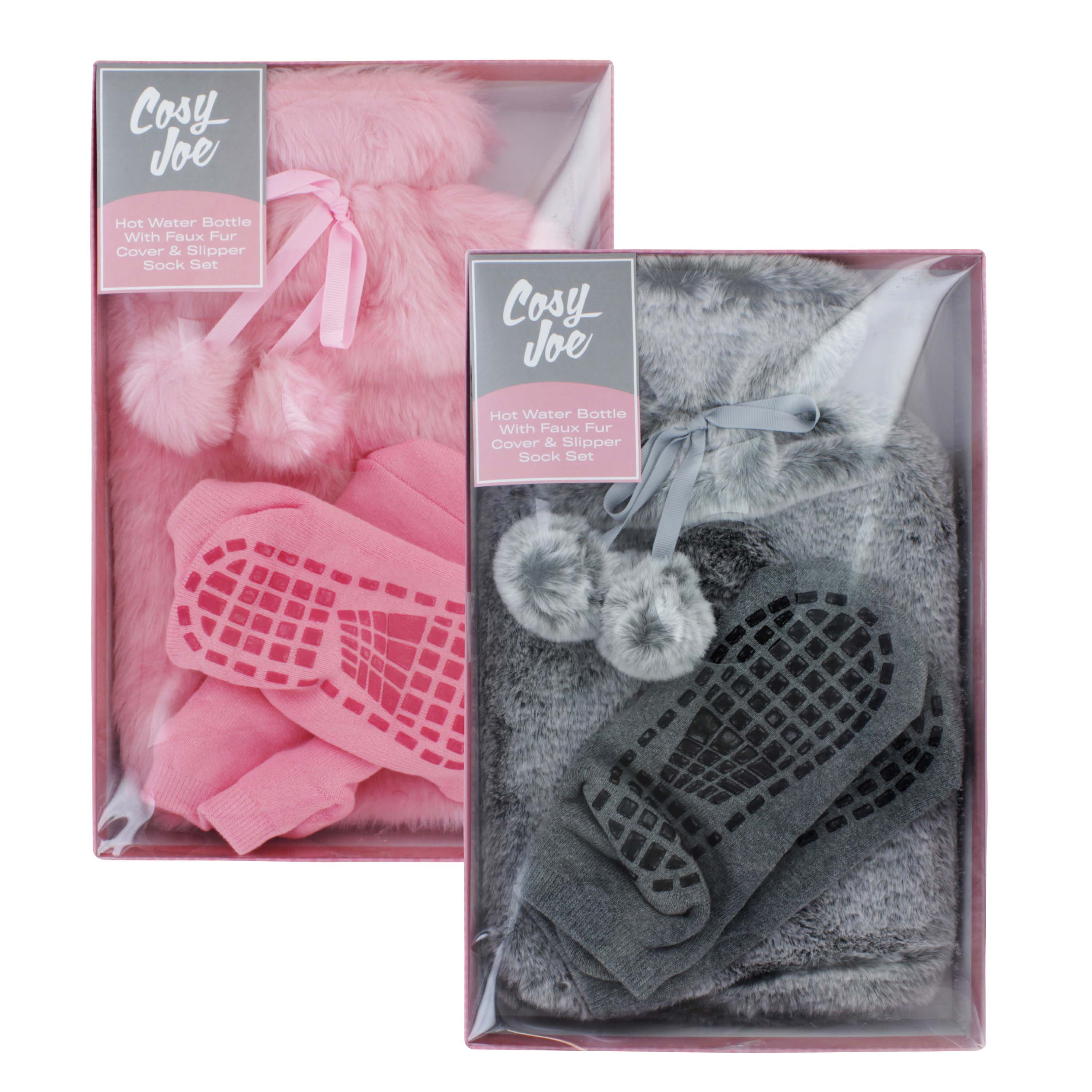 COSY JOE COVERED HOT WATER BOTTLE & SLIPPER SOCK SET