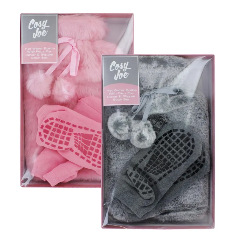 COSY JOE COVERED HOT WATER BOTTLE & SLIPPER SOCK SET