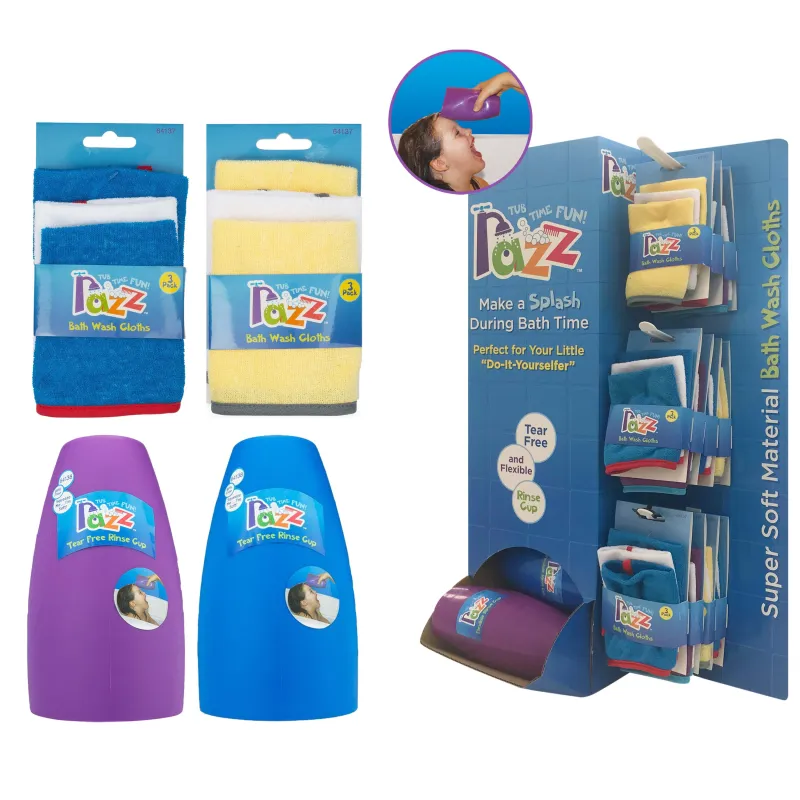 RAZZABLE RINSE CUP(7) & 3pk CLOTH(12) x19 KIDDY BATH DISPLAY