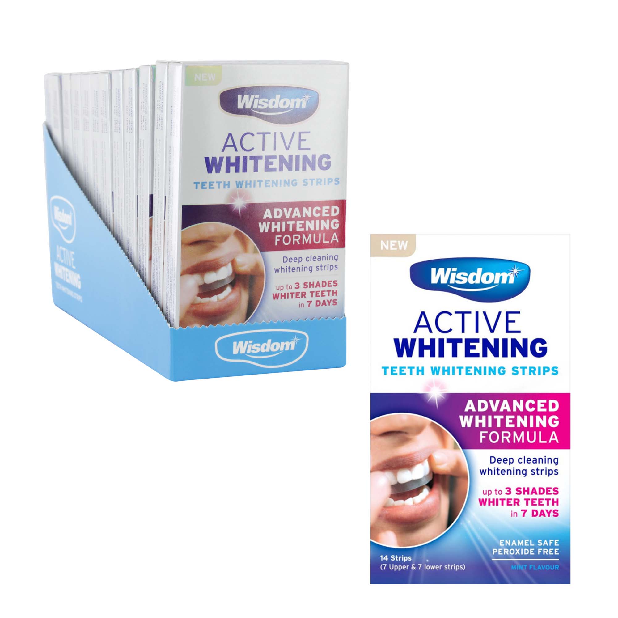 WISDOM 14 WHITENING TEETH STRIPS disp x12