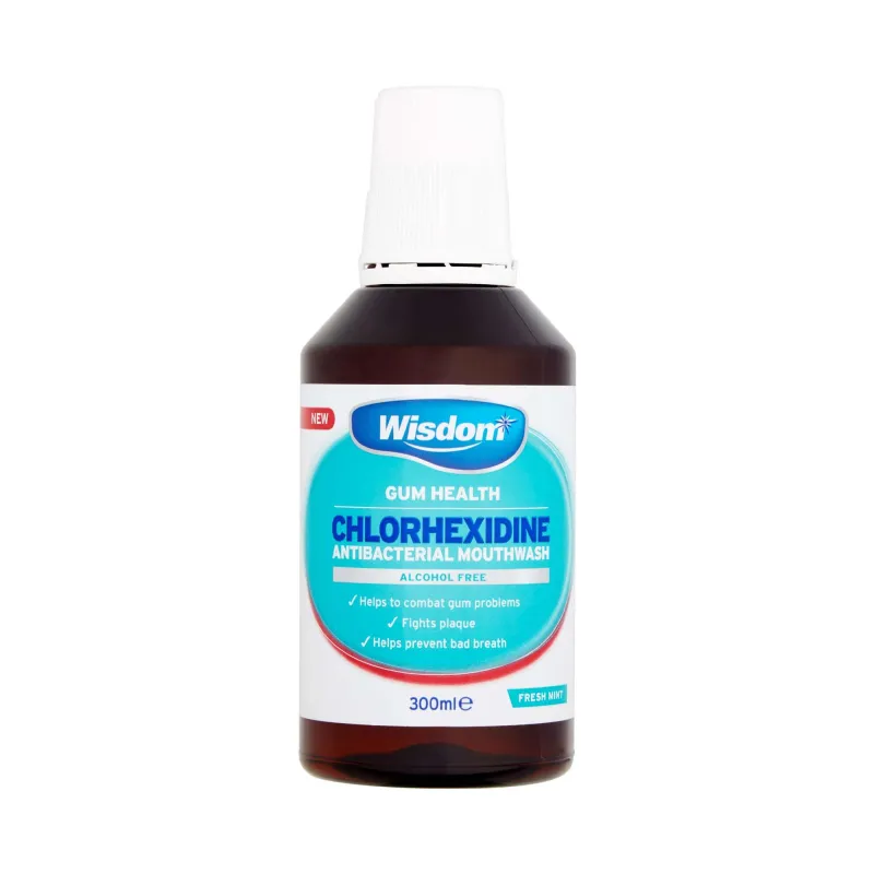 WISDOM CHLORHEXIDINE MOUTHWASH MINT 300ml ALCOHOL FREE