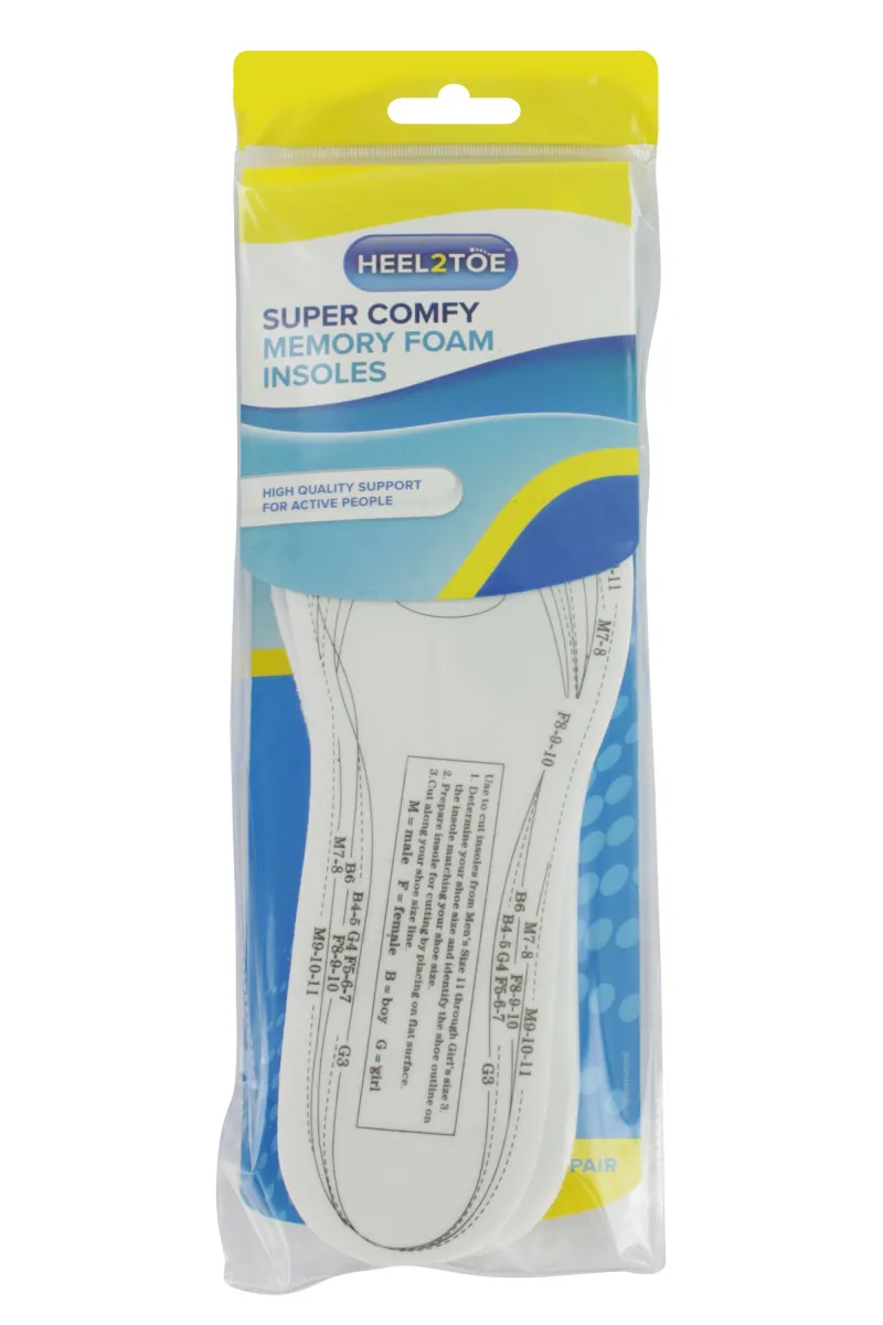 851019 HEEL 2 TOE MEMORY FOAM INSOLES