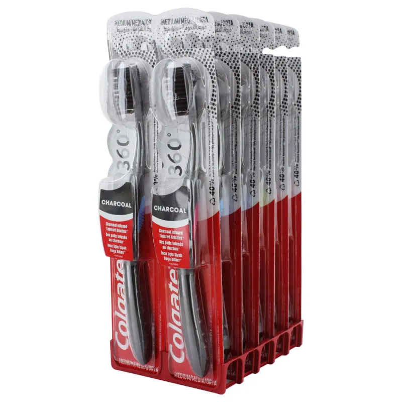 COLGATE CHARCOAL INFUSED TOOTHBRUSH x12