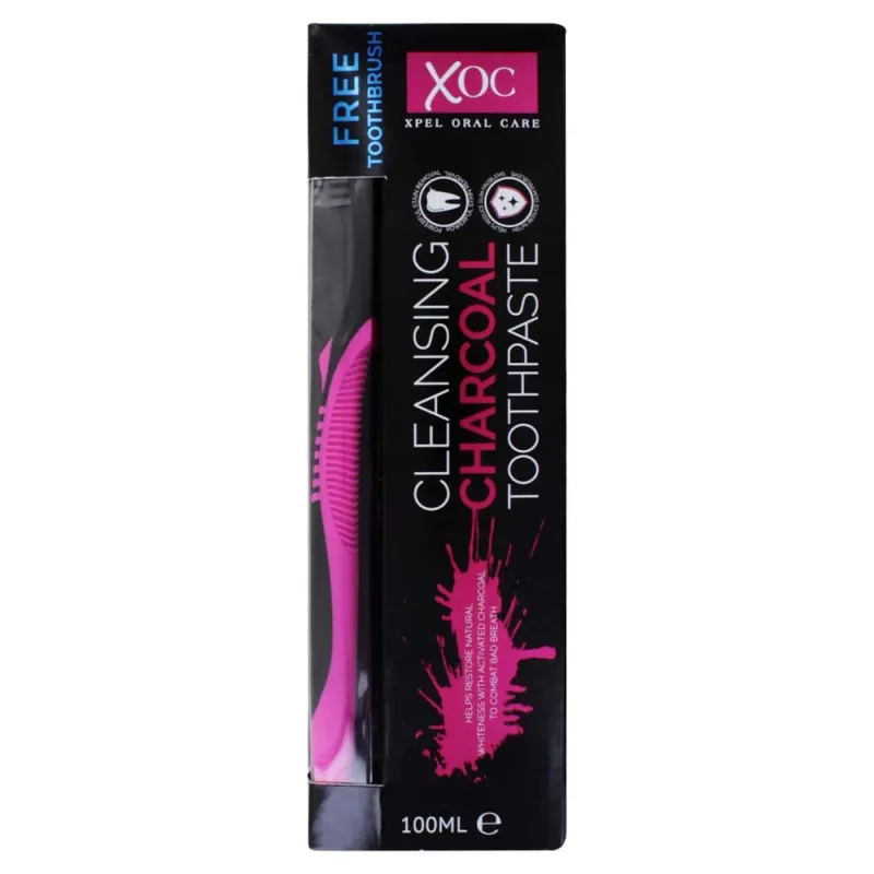 XOC CHARCOAL TOOTHPASTE WITH FREE TOOTHBRUSH
