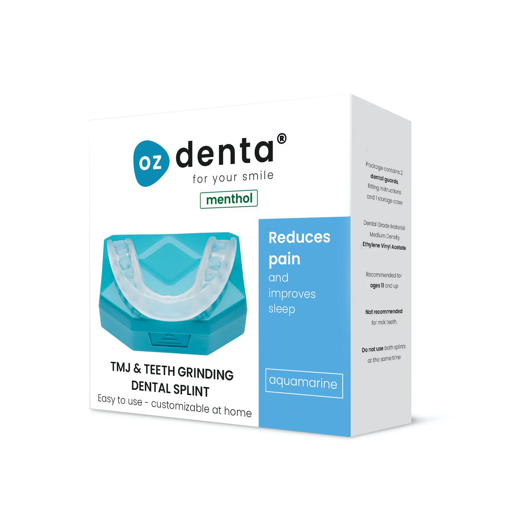 OZ DENTA TEETH GRINDING MOUTH GUARDS MENTHOL