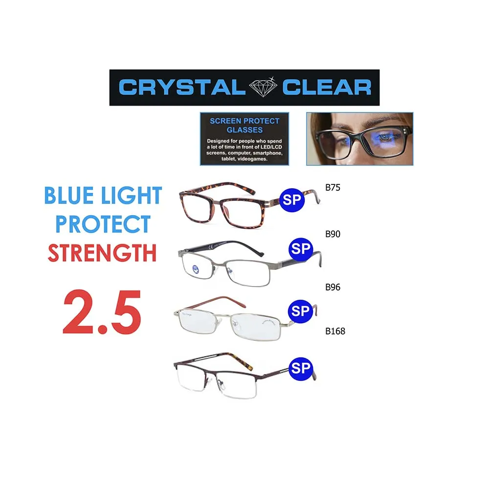 CRYSTAL CLEAR READERS BLUE light protect glasses 2.5