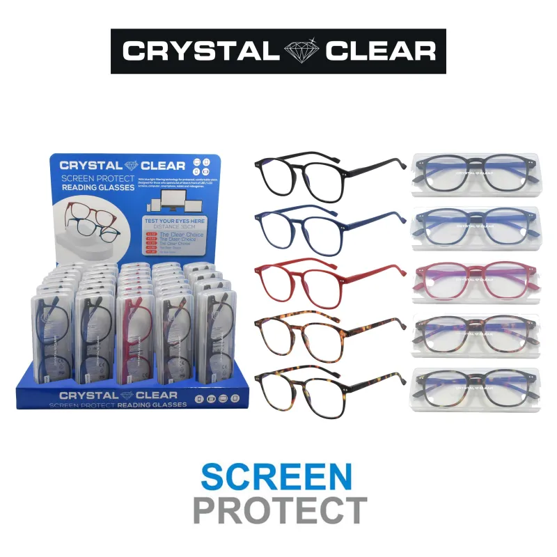 CRYSTAL CLEAR READING GLASS BLUE LENS DISPLAY x 30