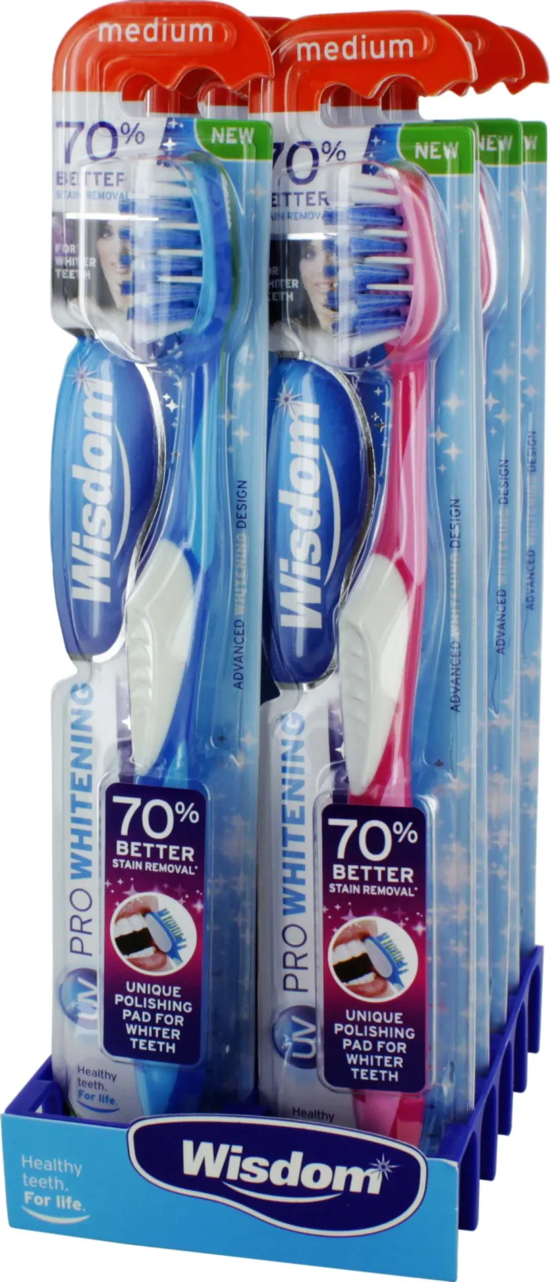 WISDOM MEDIUM PRO WHITENING TOOTHBRUSH x 10