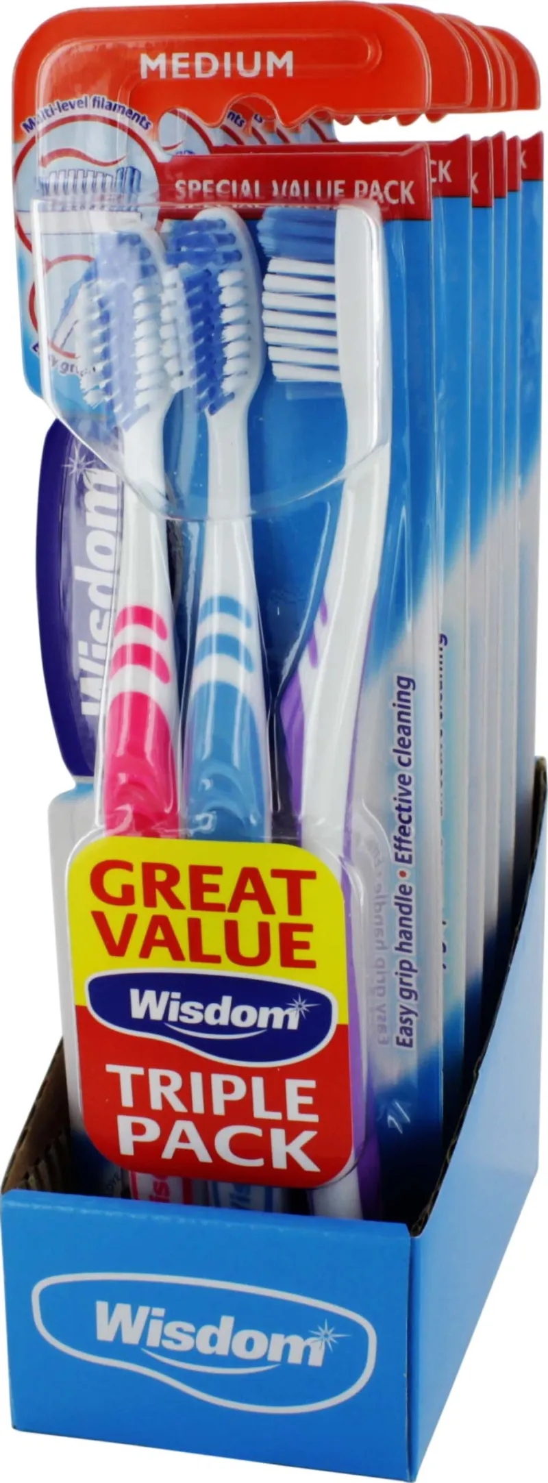 WISDOM REGULAR MEDIUM 3 PACK TOOTHBRUSH