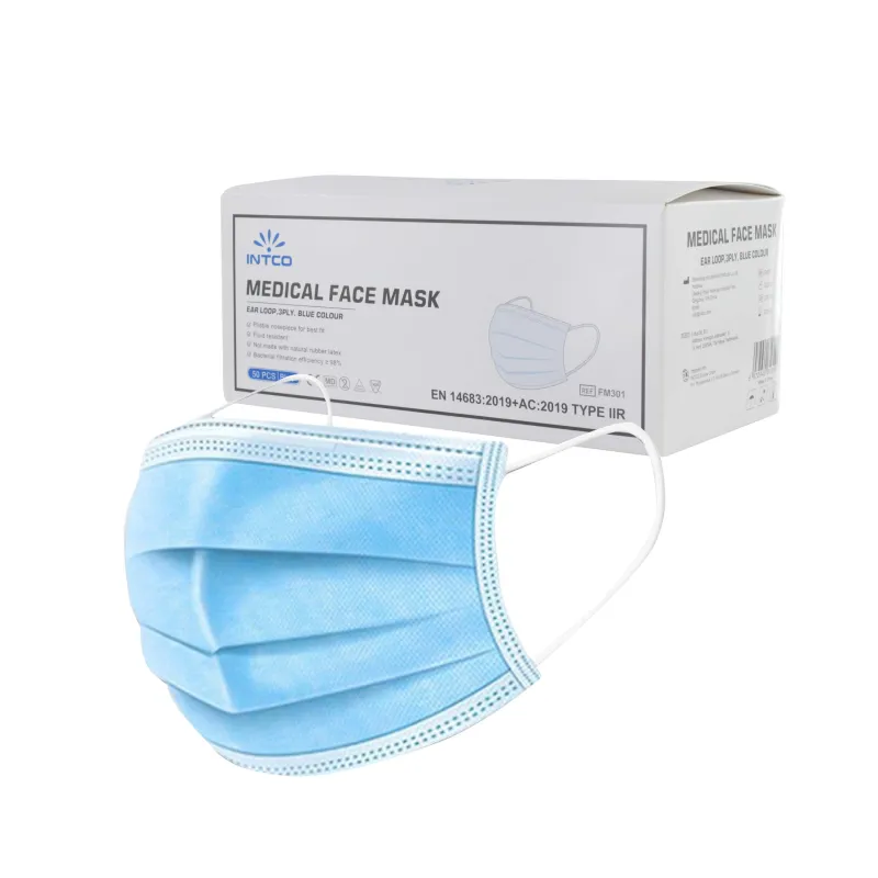 DISPOSABLE 3 ply BLUE FACE MASKS X 50