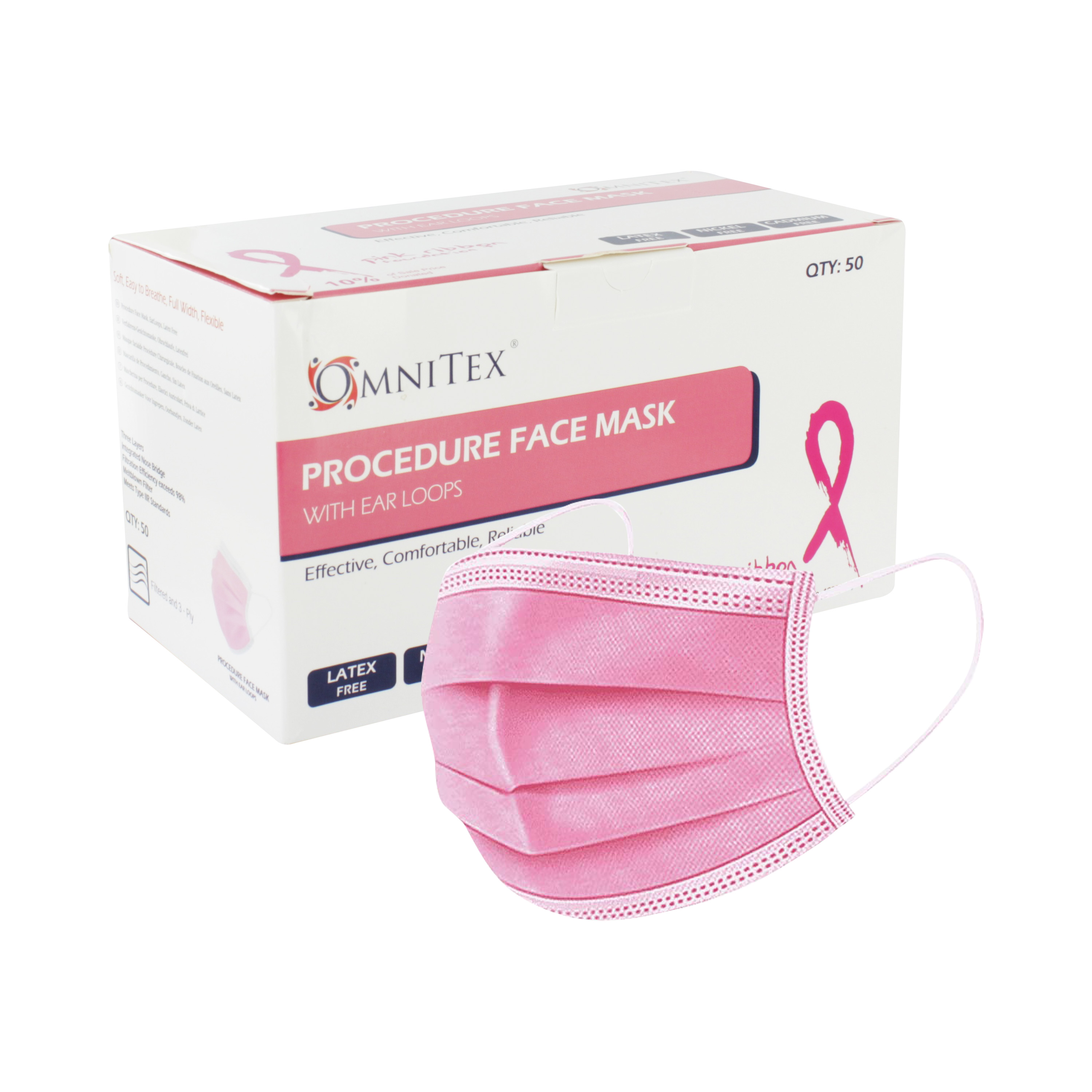 DISPOSABLE 3 ply PINK MASKS X 50