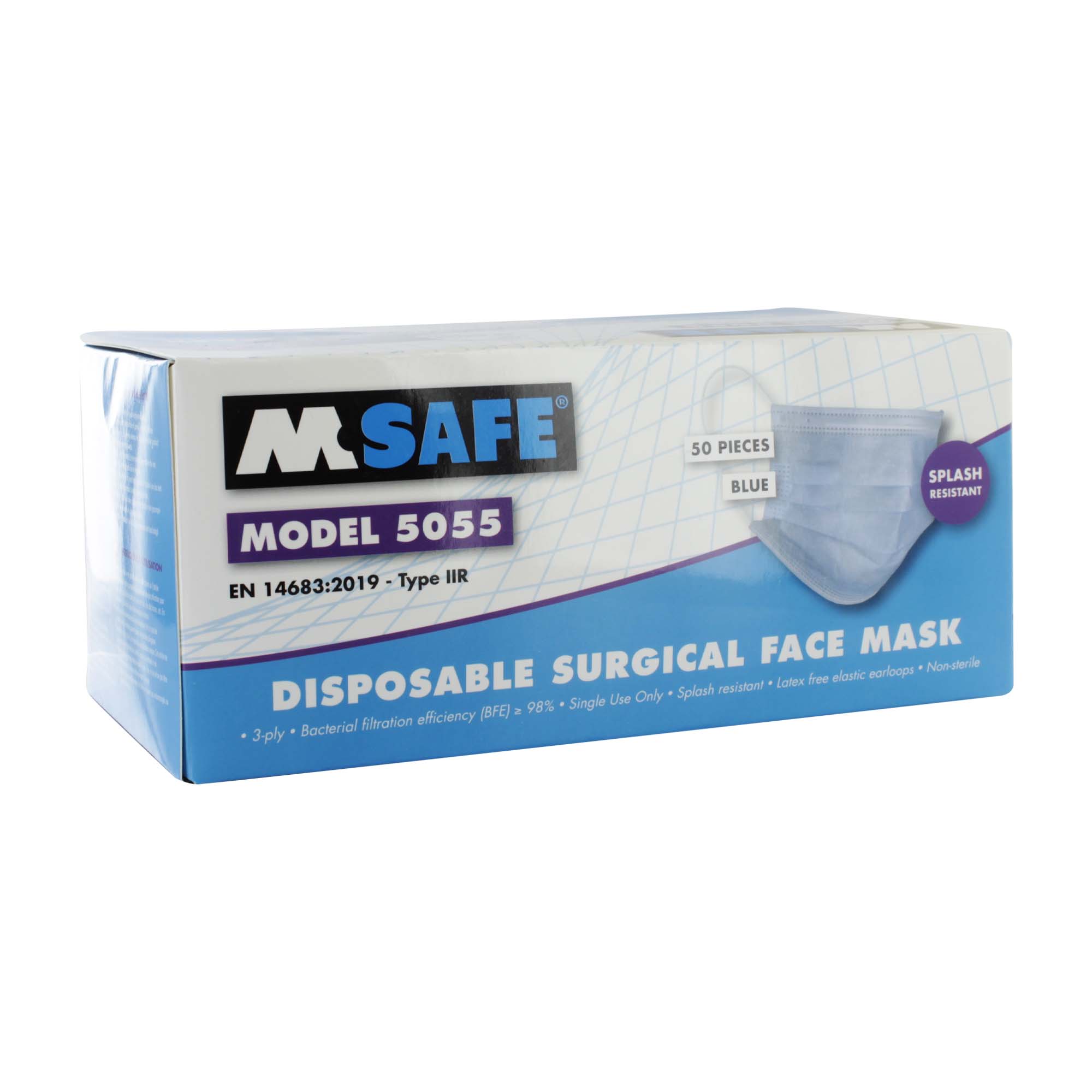 DISPOSABLE 3 ply BLUE  FACE MASKS X 50