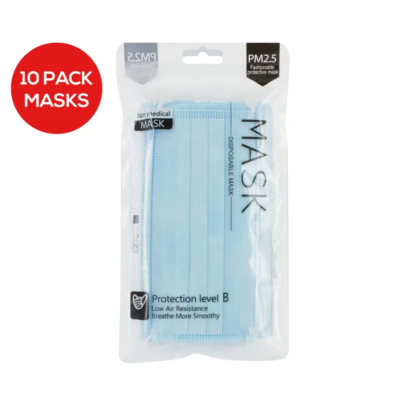 3 PLY MASK 10 PACK - BLUE