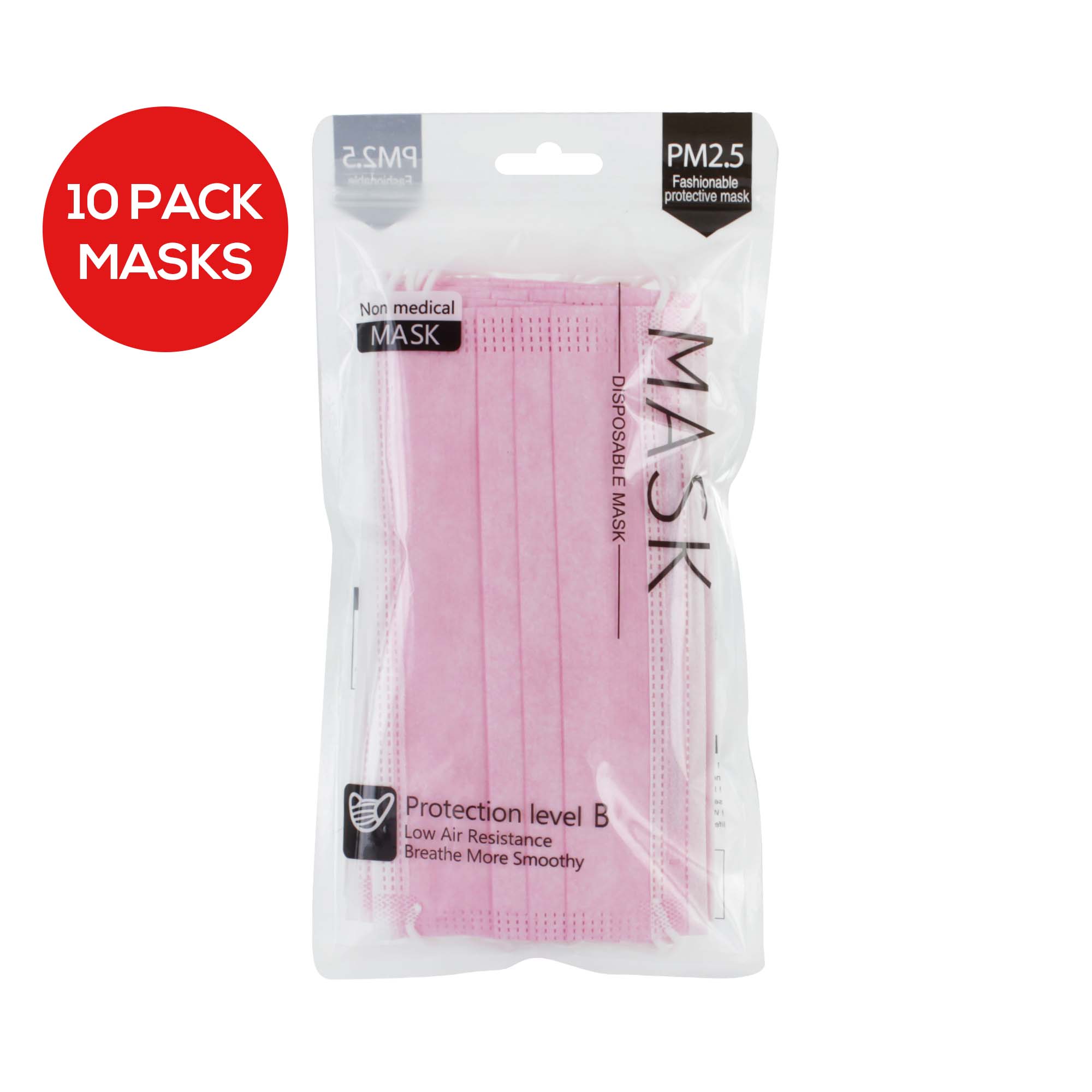3 PLY MASK 10 PACK - PINK