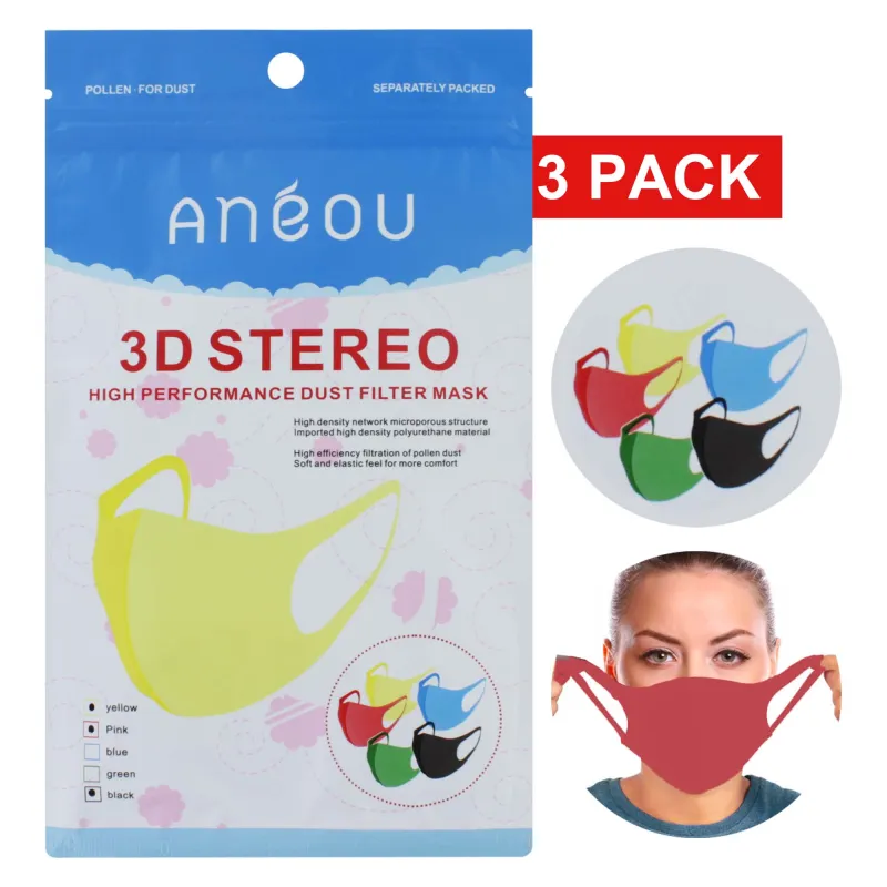 3 D STEREO SPONGE MASKS COLOURED 3 PACK