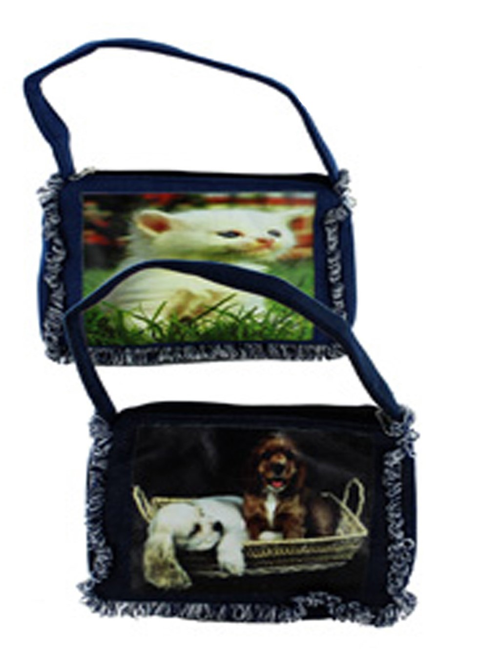 DENIM CAT/DOG FRINGE HOLDALL BAG