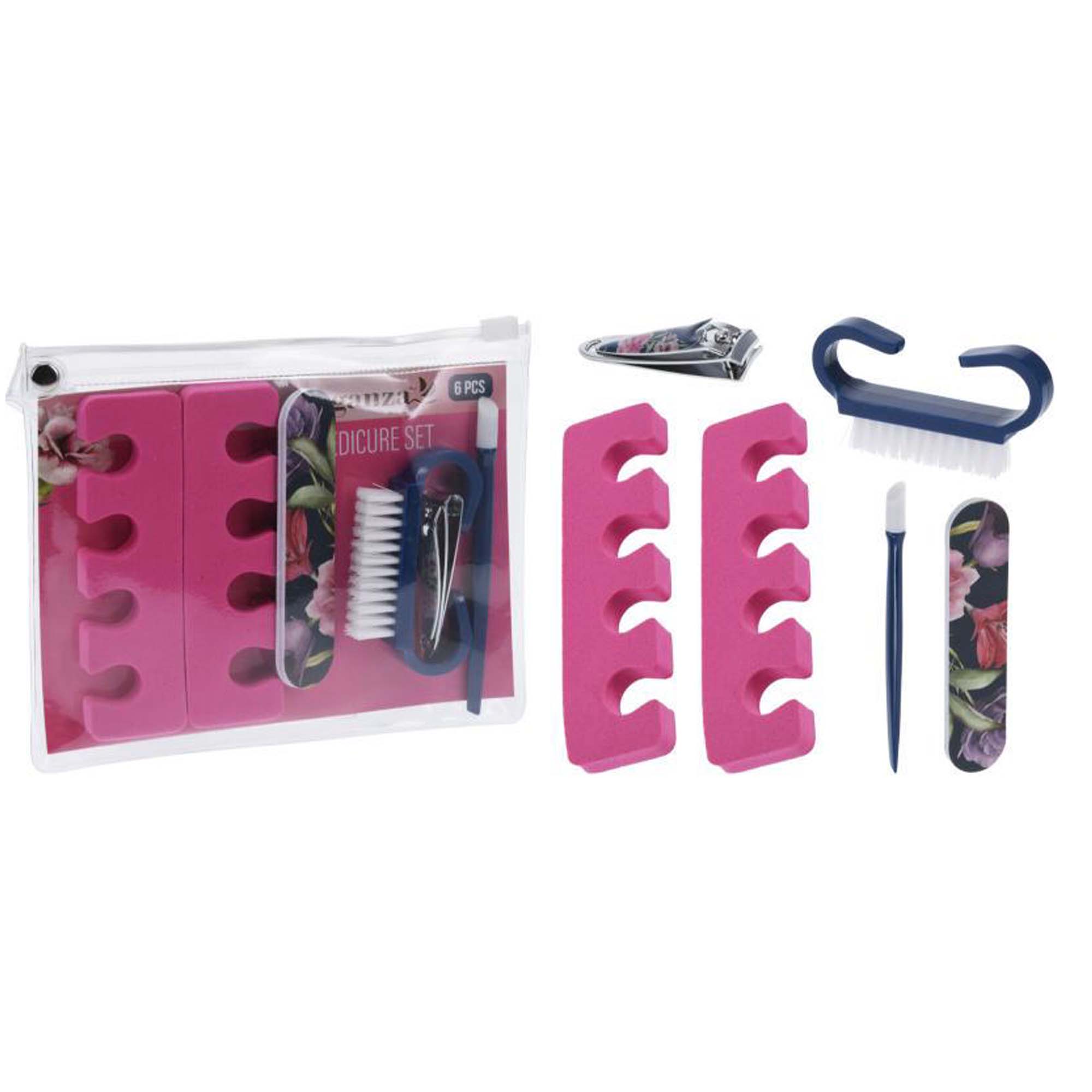 CP8 pink floral PEDICURE SET 6pce assorted