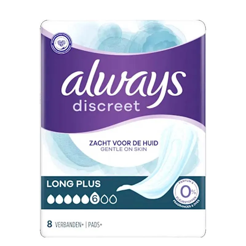 ALWAYS DISCREET 8s INCONTINENCE PADS LONG
