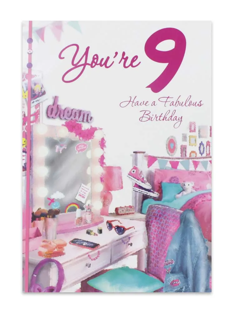 GIRL AGE 9  BIRTHDAY CARD