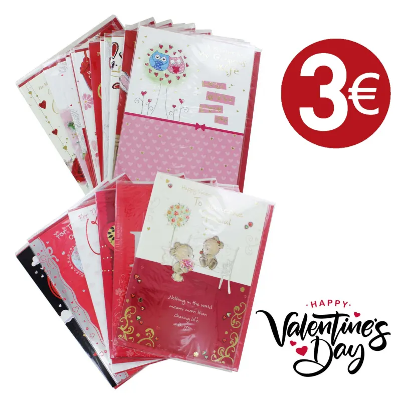 VALENTINES CARDS €3 RETAIL