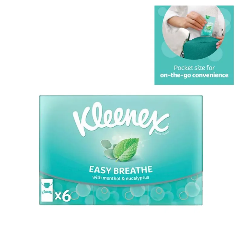KLEENEX 6 PACK EASY BREATHE MENTHOL POCKET TISSUES