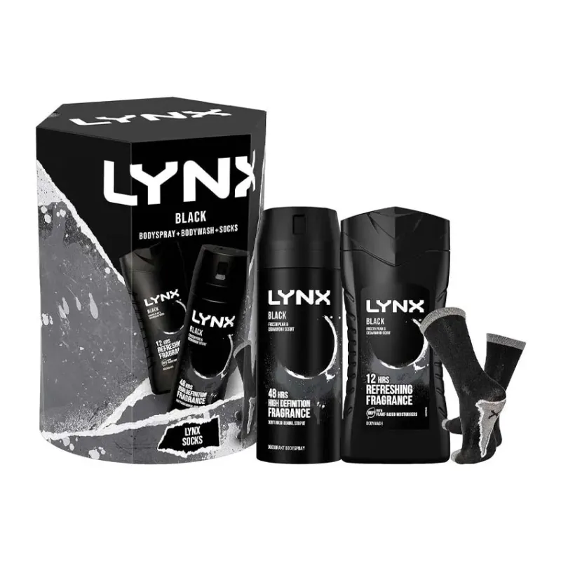 LYNX BLACK 3pce SOCK SET x4