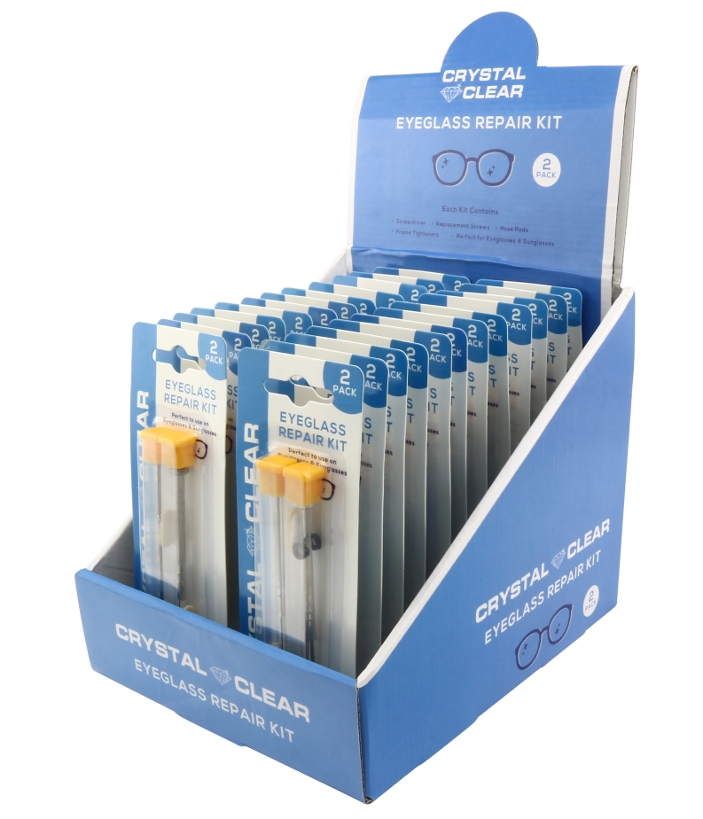 CRYSTAL CLEAR 2 EYEGLASS REPAIR KITS  BLISTER PACK  X 24