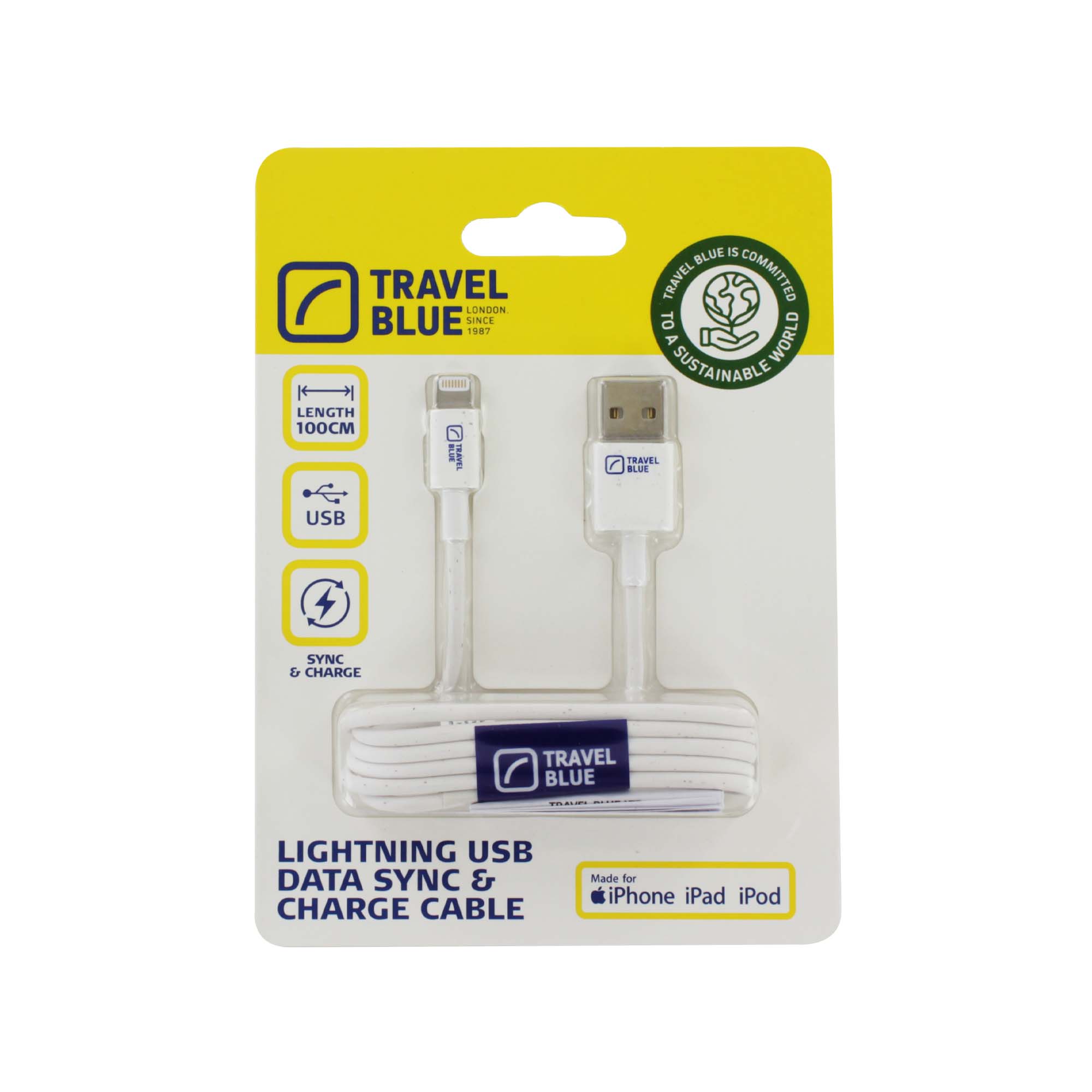 TRAVEL BLUE USB DATA SYNC & CHARGE CABLE 970