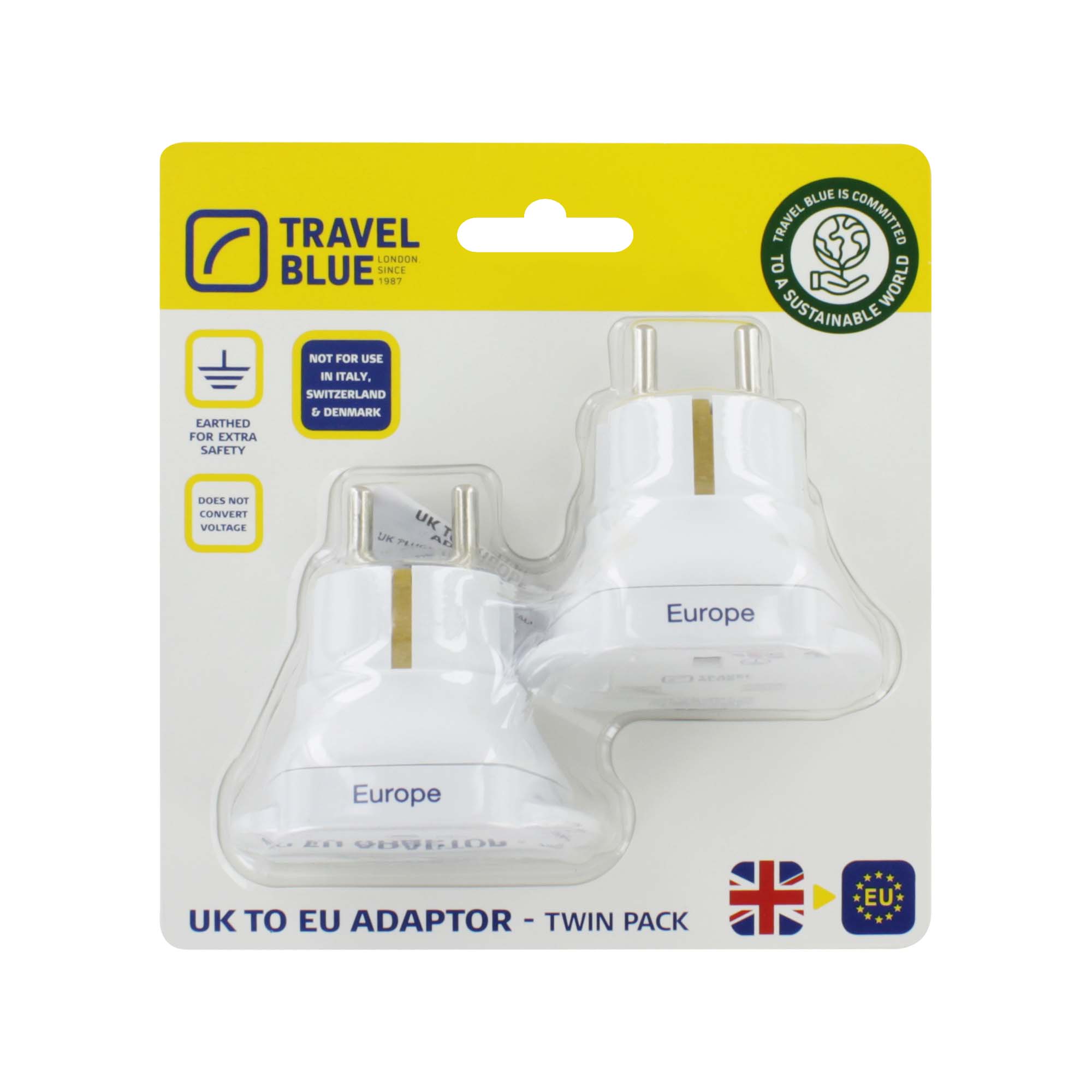 TRAVEL BLUE 2x EUROPEAN ADAPTORS 174