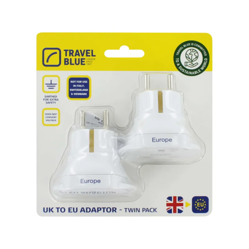 TRAVEL BLUE 2x EUROPEAN ADAPTORS 174