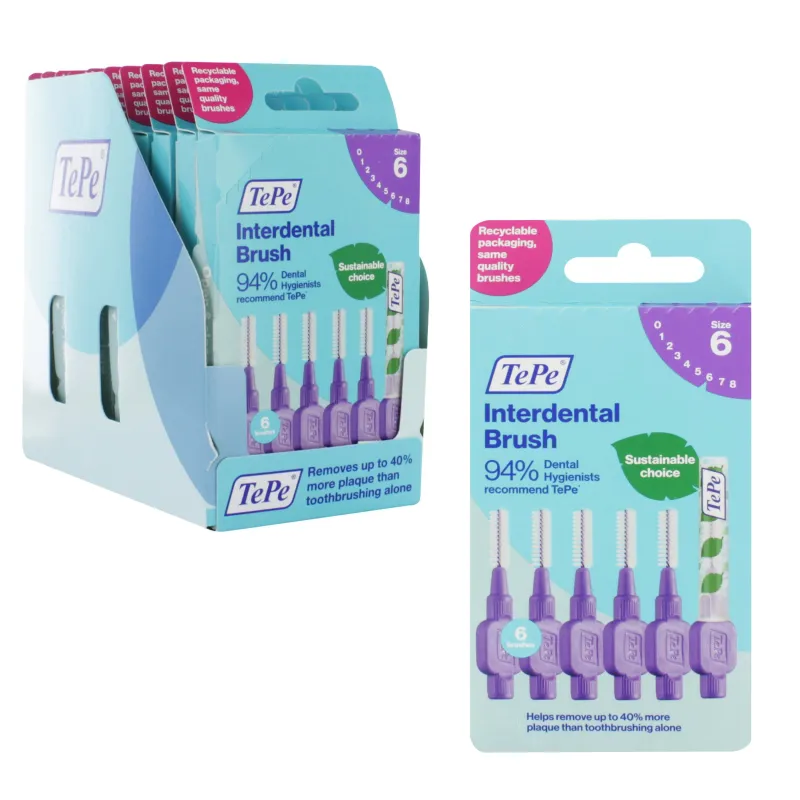 TePe IDB 6 PACK PURPLE CARTON PACK x 10