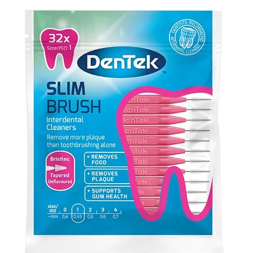 DENTEK PINK INTERDENTAL SLIM BRUSHES UNFLAVOURED TAPERED