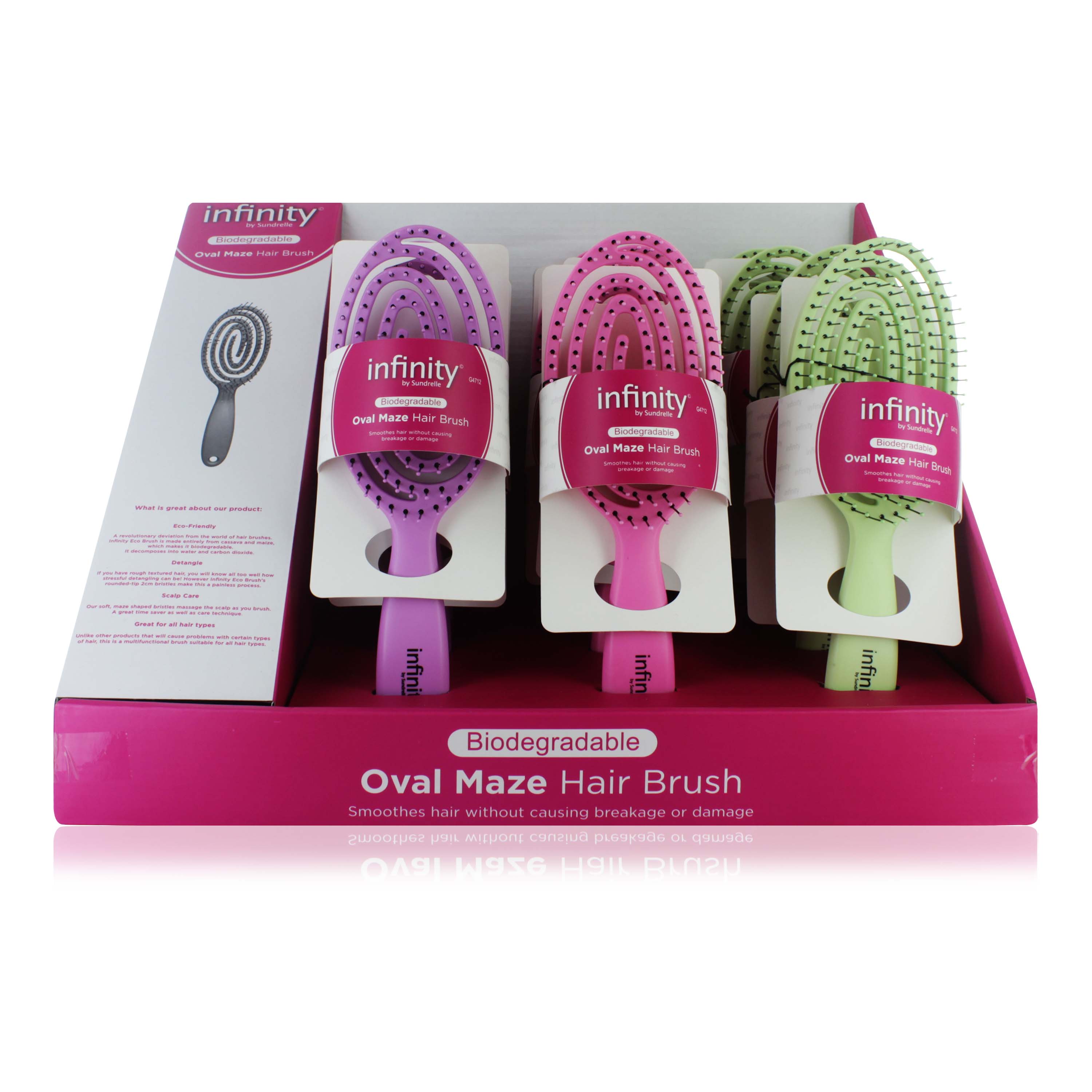 BIODEGRADABLE HAIRBRUSH MAZE OVAL VENT BRUSH DISP x12