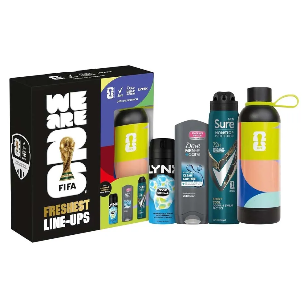 FIFA INSPIRED WATERBOTTLE FOR HIM GIFT SET x 4