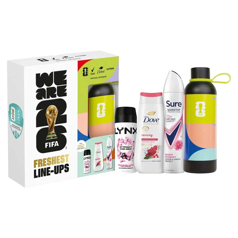 FIFA INSPIRED WATERBOTTLE FOR HER GIFT SET x 4