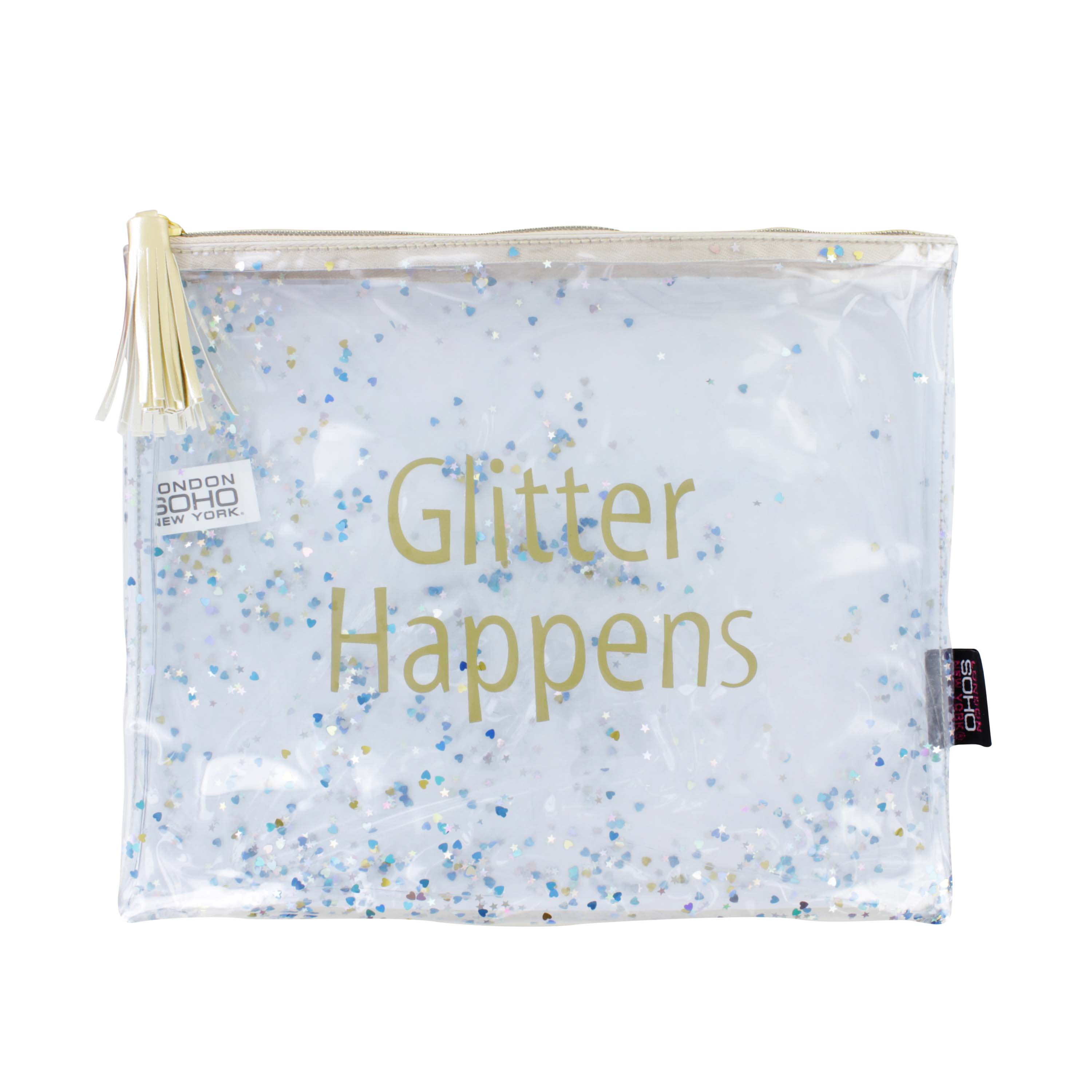 SOHO GLITTER HAPPENS CLEAR HOLDALL BAG
